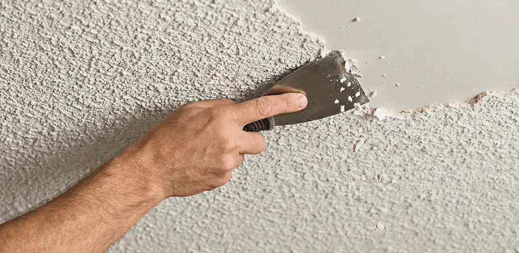Popcorn ceiling removal scraping off textured ceiling finish in Detroit, MI